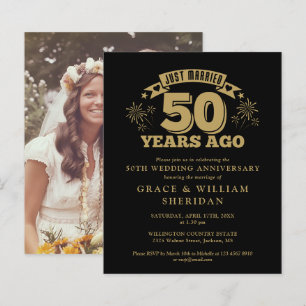 Budget juste marié 50e anniversaire Invitation pho