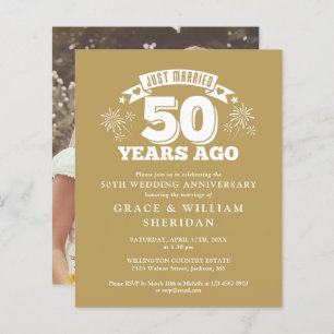 Budget juste marié 50e anniversaire Invitation pho