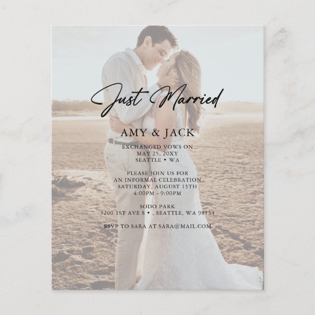 Budget Juste Marié Photo Mariage Faire-part (Devant)