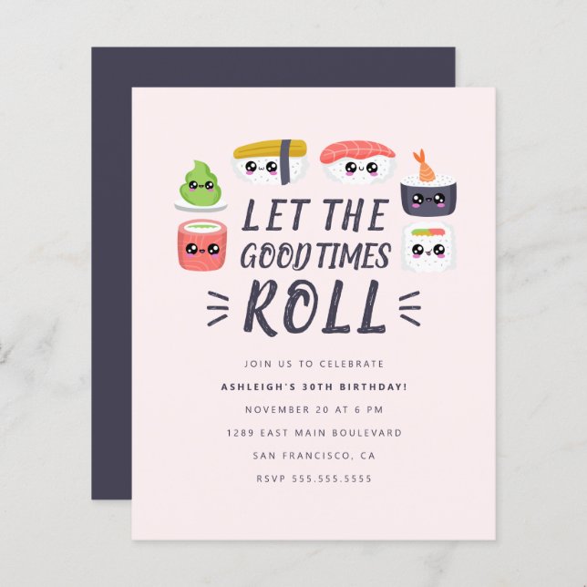 Budget Kawaii Sushi Rolls Anniversaire (Devant / Derrière)