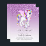 BUDGET Kids Birthday Invite Purple Unicorn<br><div class="desc">Girls 13th ( or any other) birthday invitation featuring unicorn face,  sparkles,  glitter and foil graphics (not real glitter or foil) in pink,  gold,  purple,  lilac shades. Perfect for Quinceanera,  baby or bridal shower,  40th,  30th,  50th,  18th,  21st Birthday.</div>