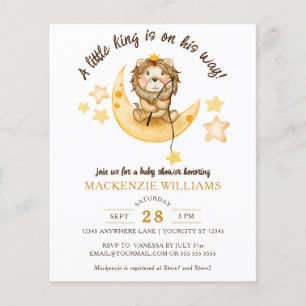 BUDGET King Safari Lion Baby shower Invitation