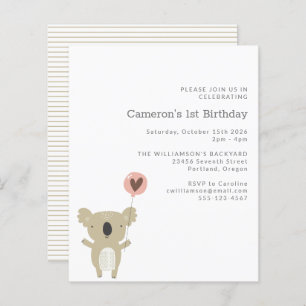 Budget Koala Bear Simple 1er anniversaire Invitati
