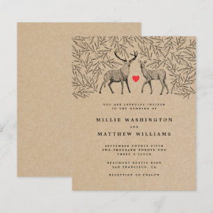 Budget Kraft Woodland Buck Doe Mariage botanique
