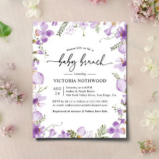 Budget Lavender Flowers Baby Brunch Invitation