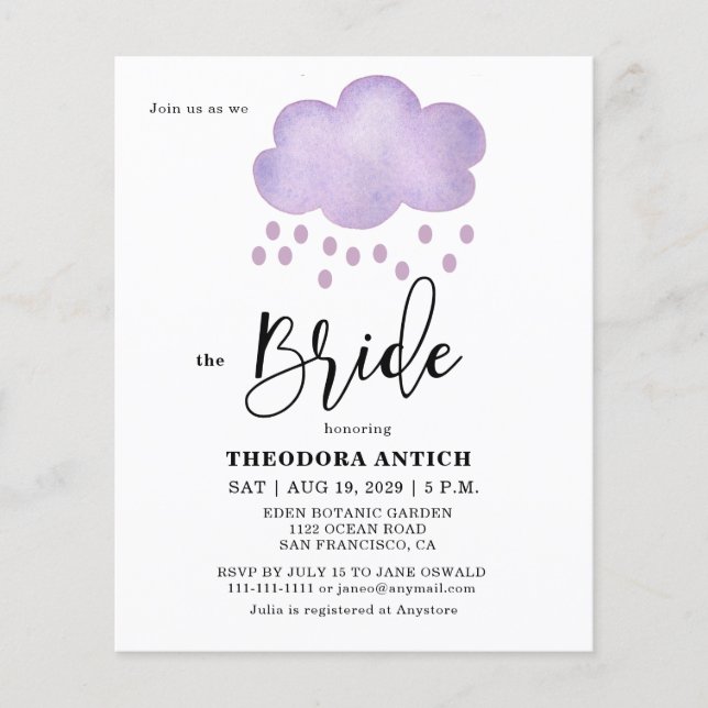 Budget Lavender Funny Cloud Fête des mariées (Devant)