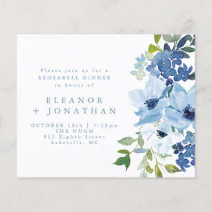 Budget Léger Bleu Floral Répétition Invitation