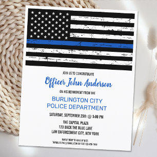 Budget Léger Ligne Bleue Police Retraite Invitatio