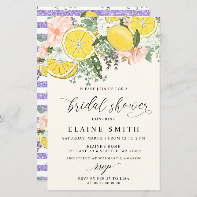 Budget Lemon Lime Citrus Bridal Shower Invitation (Devant / Derrière)
