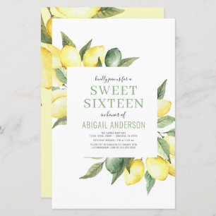 Budget Lemon Sweet sixteen Invitation d'anniversai