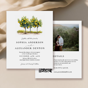 Budget Lemon Tree Photo QR Code Mariage Invitation