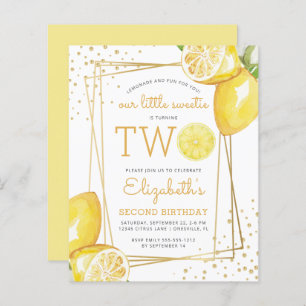 Budget Lemon Watercolor 2e anniversaire Invitation