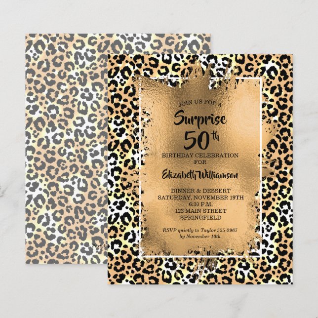 Budget Leopard 50e anniversaire Invitations (Devant / Derrière)