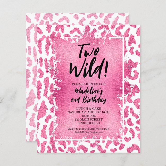 Budget Leopard Two Wild 2e Anniversaire Invitation (Devant / Derrière)
