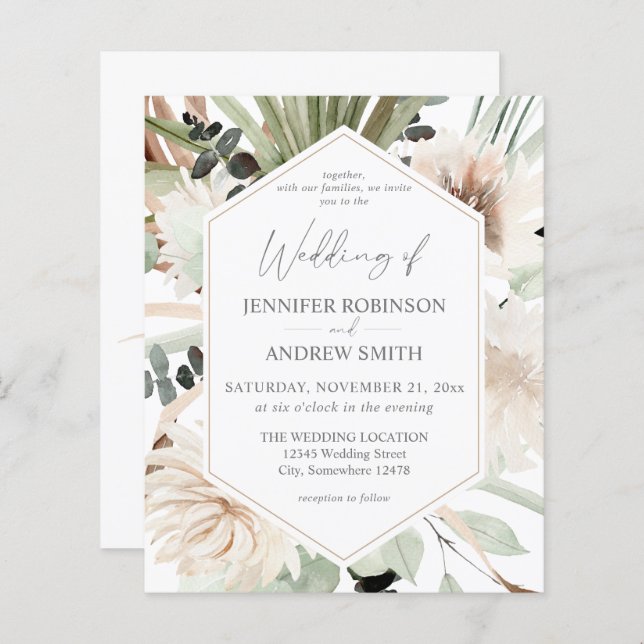 Budget LG Texte Boho Eucalyptus Palm Mariage Flora (Devant / Derrière)