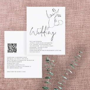 BUDGET Ligne d'art visages noir et blanc Code QR M