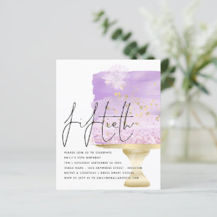 Budget Lilac Anniversaire gâteau 50e Invitation de
