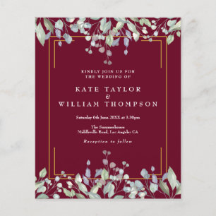 Budget Lilac Floral Bourgogne Faire-part de mariag