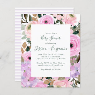 Budget Lilac rose Baby shower à rayures florales