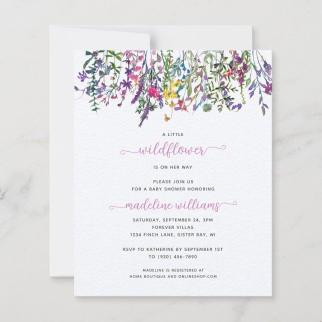 BUDGET Little Fleur sauvage Baby shower Invitation (Devant)