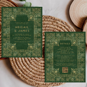 Budget Livre Vintage Vert Or Code QR Mariage