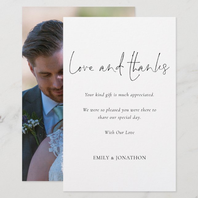 Budget Love and Thanks Script Mariage photo (Devant / Derrière)