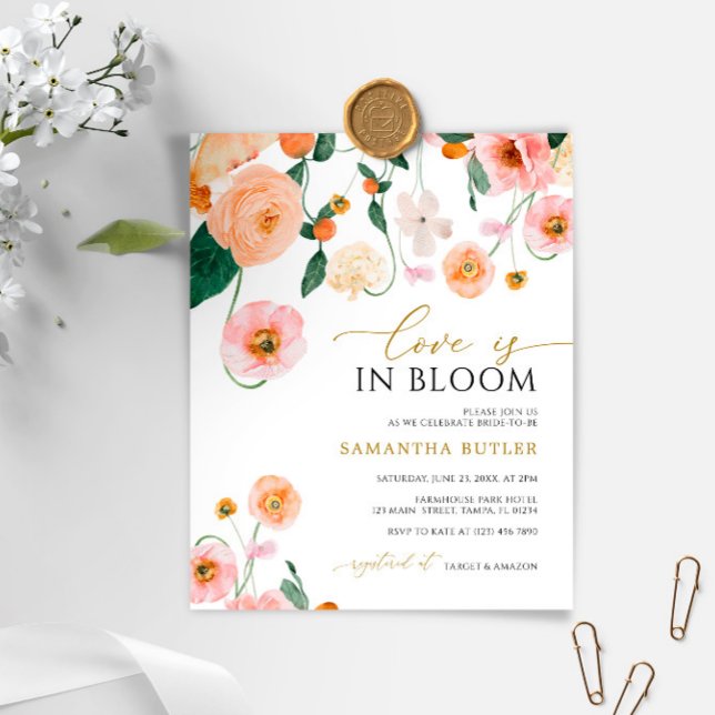 Budget Love est dans Bloom Bridal Shower Invitatio (Créateur téléchargé)