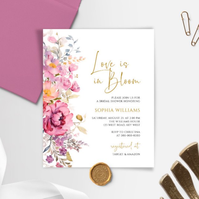 Budget Love est dans Bloom Bridal Shower Invitatio (Créateur téléchargé)