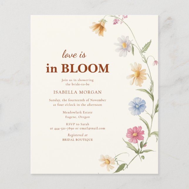 Budget Love est dans la Fête des mariées Fleur en  (Devant)