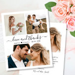 Budget Love et Merci Collage Mariage Merci<br><div class="desc">Budget, Moderne, Élégant Amour et Merci Script 3 Photo Collage Mariage Merci personnalisé abordable carte mince à petit budget. Un élégant mariage vous remercie modèle avec 3 photo sur le devant et 1 photo sur le côté arrière. ***VEUILLEZ NOTER! *** LE DOCUMENT BUDGÉTAIRE/VOL EST EN PAPIER MINCE. *** METTRE À...</div>