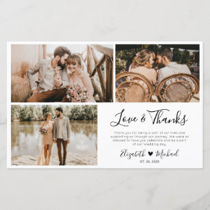 Budget Love et Merci Mariage Carte de remerciement