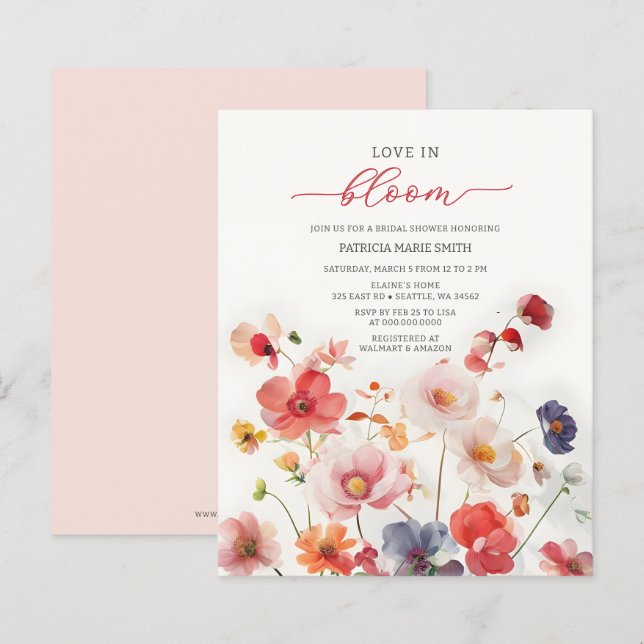 Budget Love in Bloom Fleur sauvage Fête des mariée (Devant / Derrière)