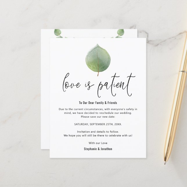 Budget Love Is Patient Save New Date Eucalyptus (Devant/Arrière en situation)
