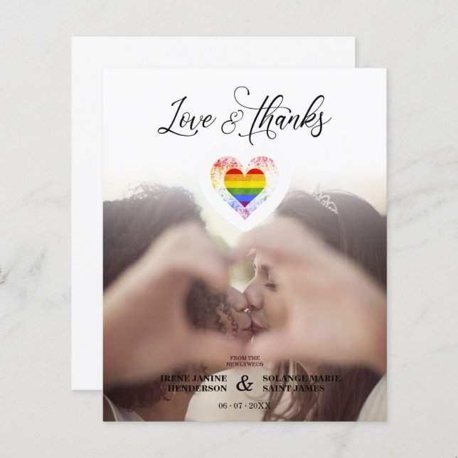 Budget Love & Thanks LGBT Rainbow Pride Heart LGBT (Devant / Derrière)