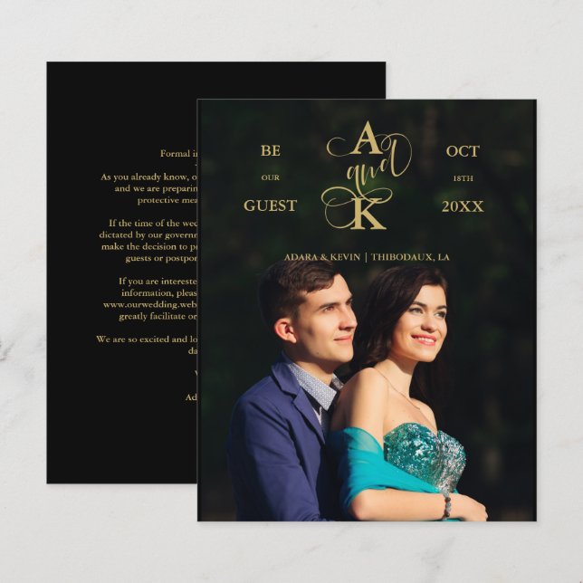 Budget Luxury Faux Golden Fancy Calligraphy Photo (Devant / Derrière)