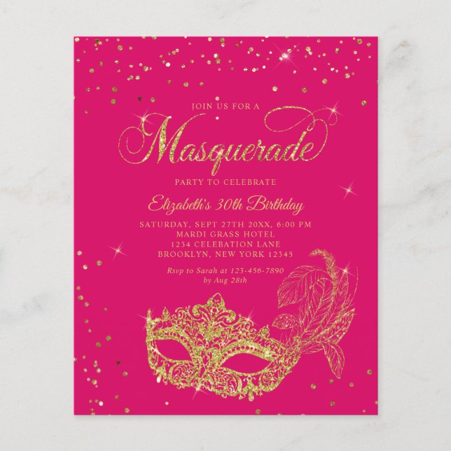 BUDGET Magenta Gold Parties scintillant Masquerade (Devant)