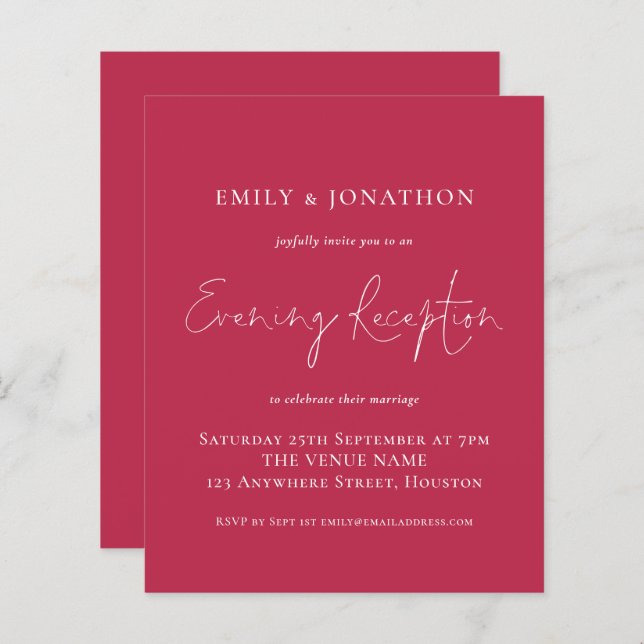 Budget Magenta Mariage réception du soir (Devant / Derrière)