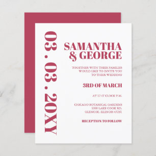 Budget Magenta Moderne Faire-part de mariage Rétro