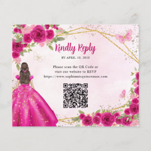 Budget Magenta Rose or Floral Princesse QR RSVP
