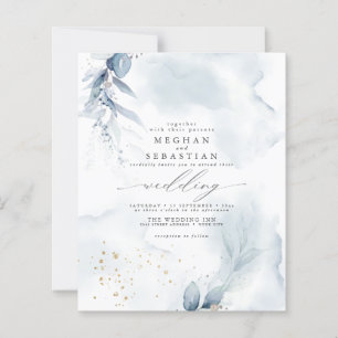 Budget Mais Beau Bleu Dusty Foliage Aquarelle