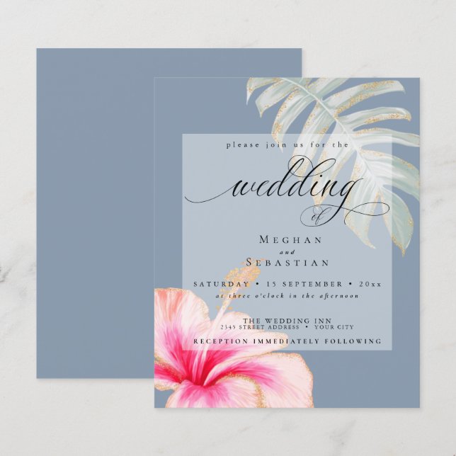 Budget Mais Beau Hibiscus rose Mariage (Devant / Derrière)