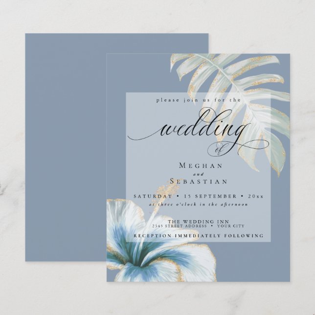 Budget Mais Beau Mariage Dusty Blue Hibiscus (Devant / Derrière)