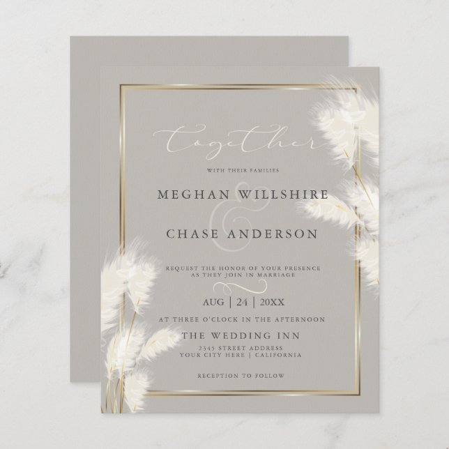 Budget mais belle élégante Pampas ivoire Grass (Devant / Derrière)