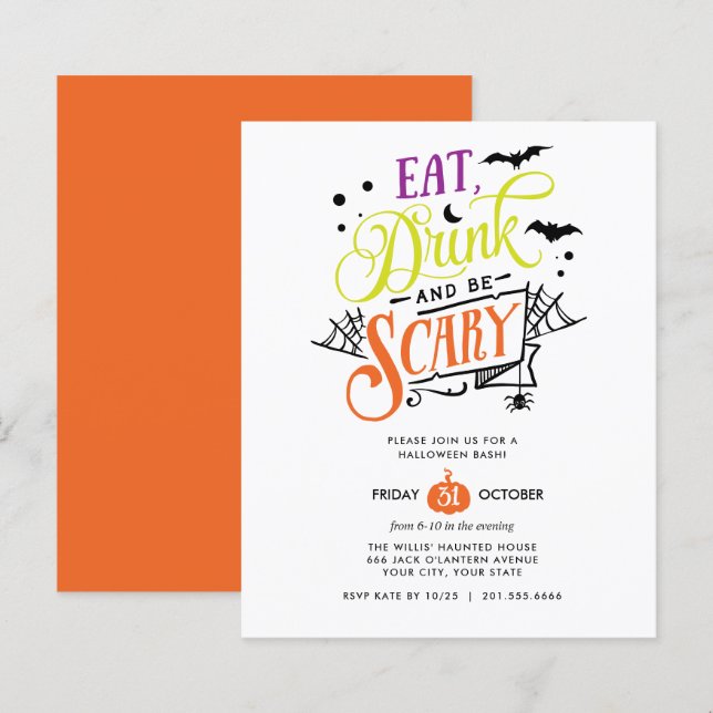 BUDGET Mangez un verre et soyez effrayant Hallowee (Devant / Derrière)