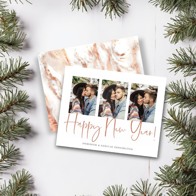 Budget manuscrit du Nouvel An Rose marbre d'or (Budget Handwritten New Year Rose Gold Marble Card)