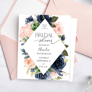 Budget Mariage Bleu Nuit et Rose Pâle Floral Showe