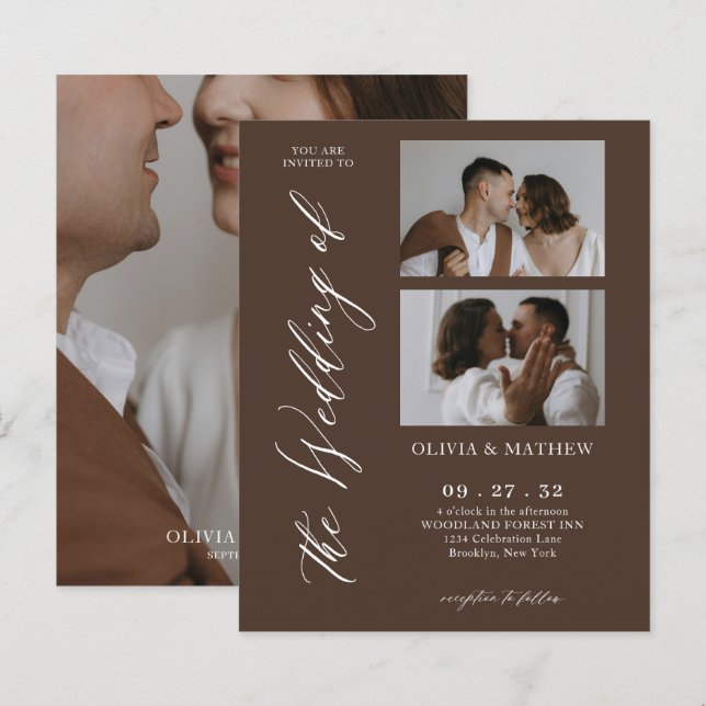 BUDGET Mariage Brun Script Photo Collage (Devant / Derrière)
