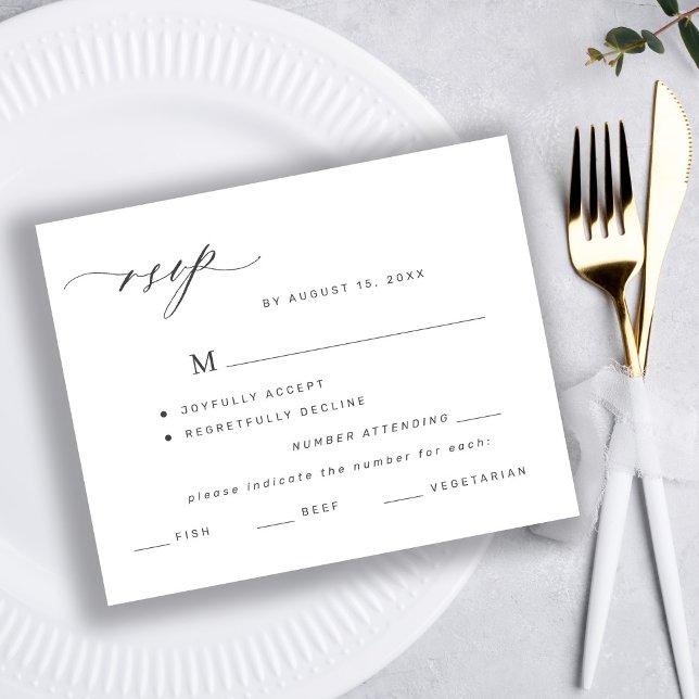 Budget mariage choix de menu noir et blanc RSVP (Créateur téléchargé)