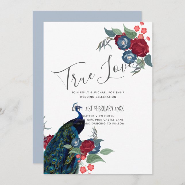 Budget Mariage de automne d'hiver Peacock Bleu Bou (Devant / Derrière)