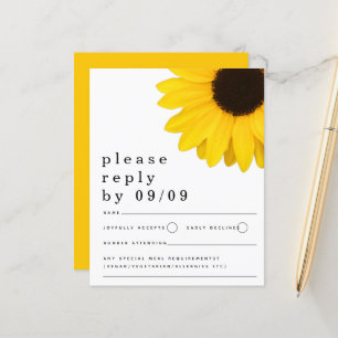 Budget Mariage de tournesol jaune RSVP